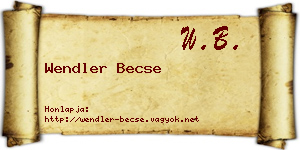 Wendler Becse névjegykártya